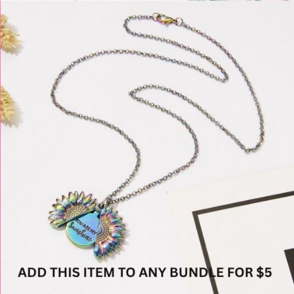 $5 ADD ON ITEM- Sunflower Locket Chain Flower Necklace Silver Colourful Girls - Picture 1 of 6
